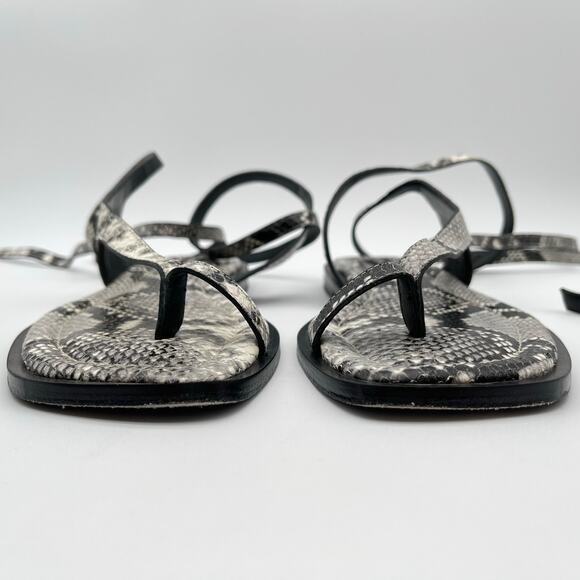 A.EMERY | Heidi Sandal in Eggshell Snake Print Ankle Wrap IT 38 / US 8 - Picture 8 of 12